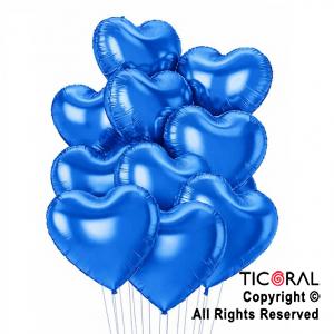 SET DE GLOBOS METALIZADOS CORAZON AZUL x 10 UNIDADES
